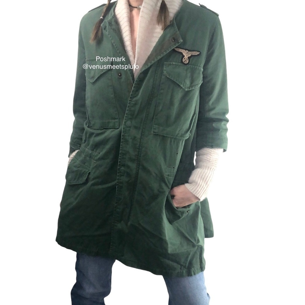 Ochirly Utility Jacket Flight Military Cargo Sz M Army Green Grunge Punk Trench - Picture 3 of 16